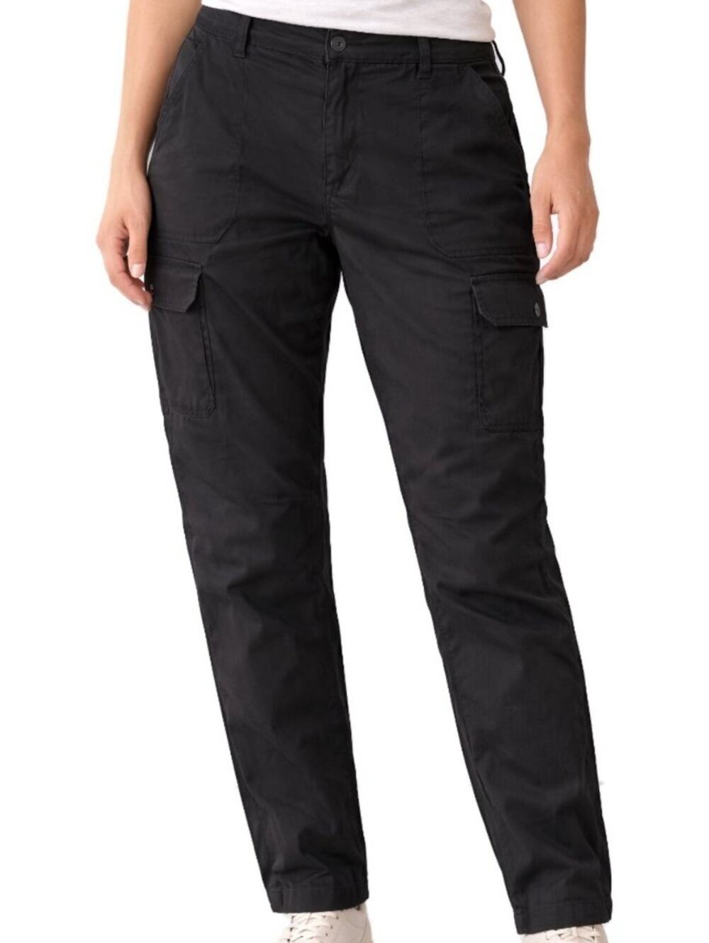 Belle Kim Gravel Black Cargo Pants Stretch Twill Utility Travel Tall 12T New